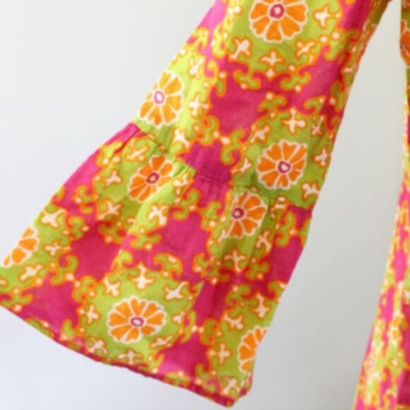 J. Crew 100% Cotton Lightweight Pink Yellow Babydoll Top size Small - Picture 3 of 6